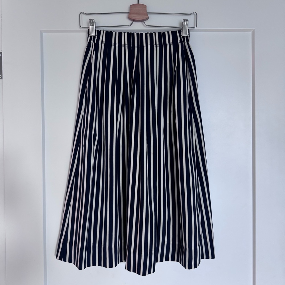 J. Crew Navy and White Striped A-Line Skirt